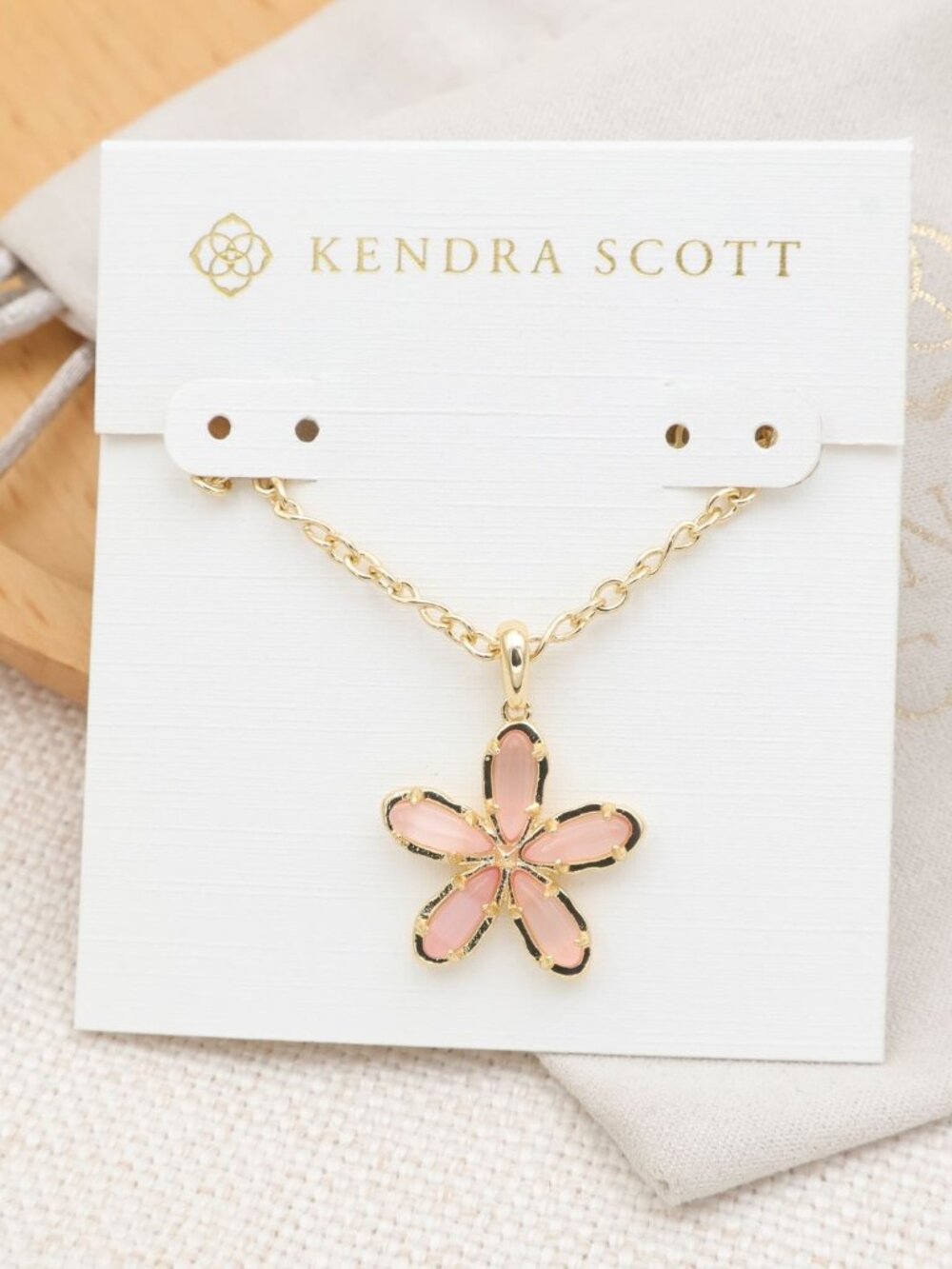NEW Kendra Scott Kyla Necklace Gold Pink Cat's Eye Glass